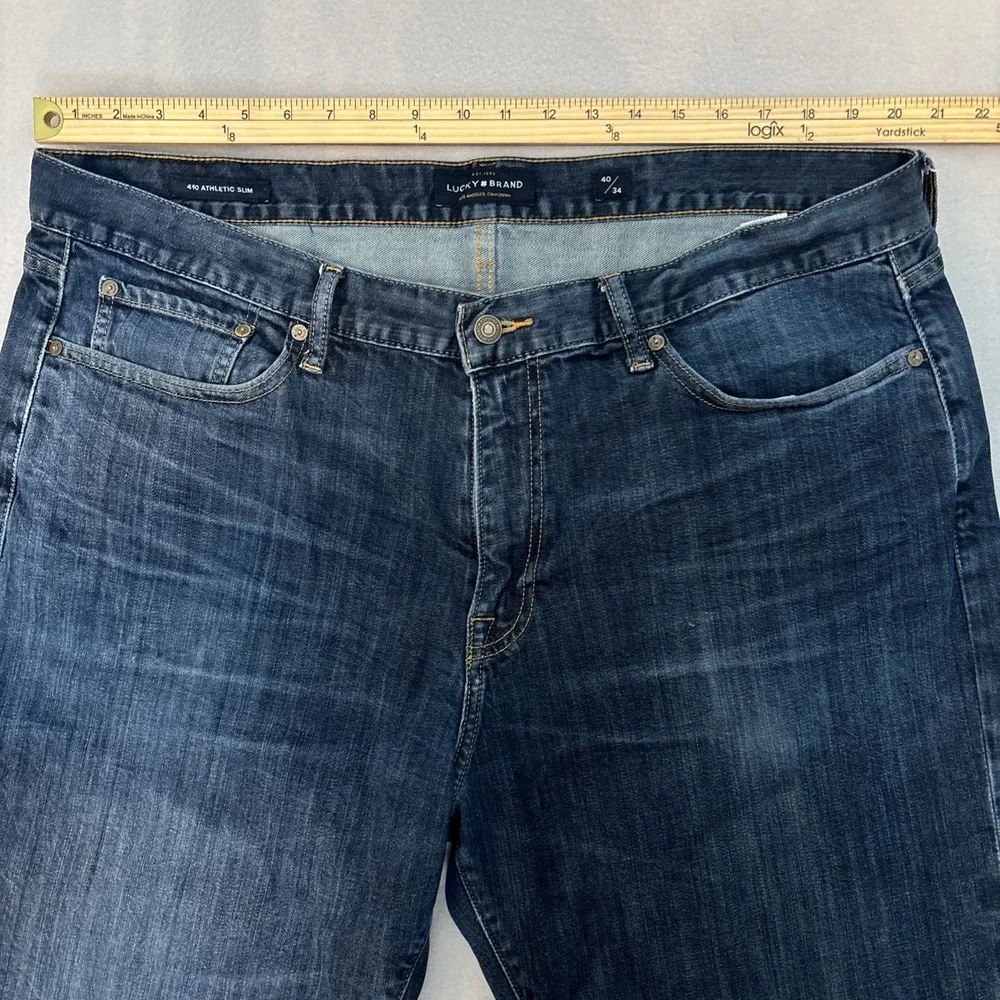LUCKY BRAND 40x34‎ 410 athletic Slim Men's Dark Wash Jeans EXCELLENT Fast Ship